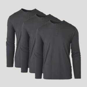 Lot de 3 henleys manches longues – Carbone
