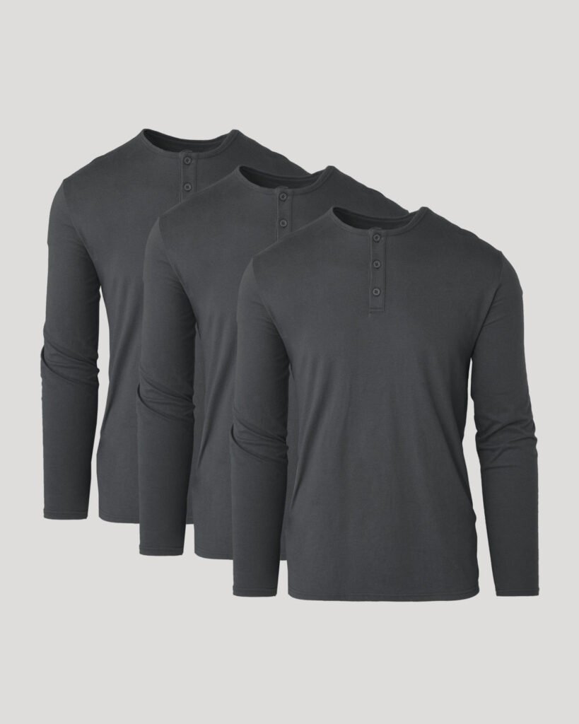 Lot de 3 henleys manches longues – Carbone
