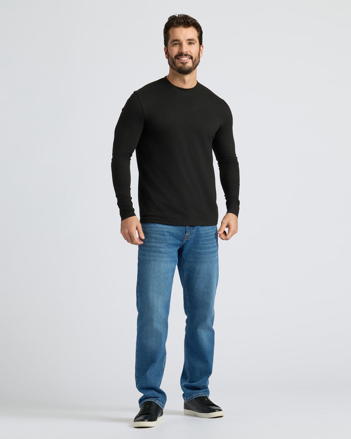 Lot de 3 T-shirts manches longues Classiques – Noir, Marine, Carbone