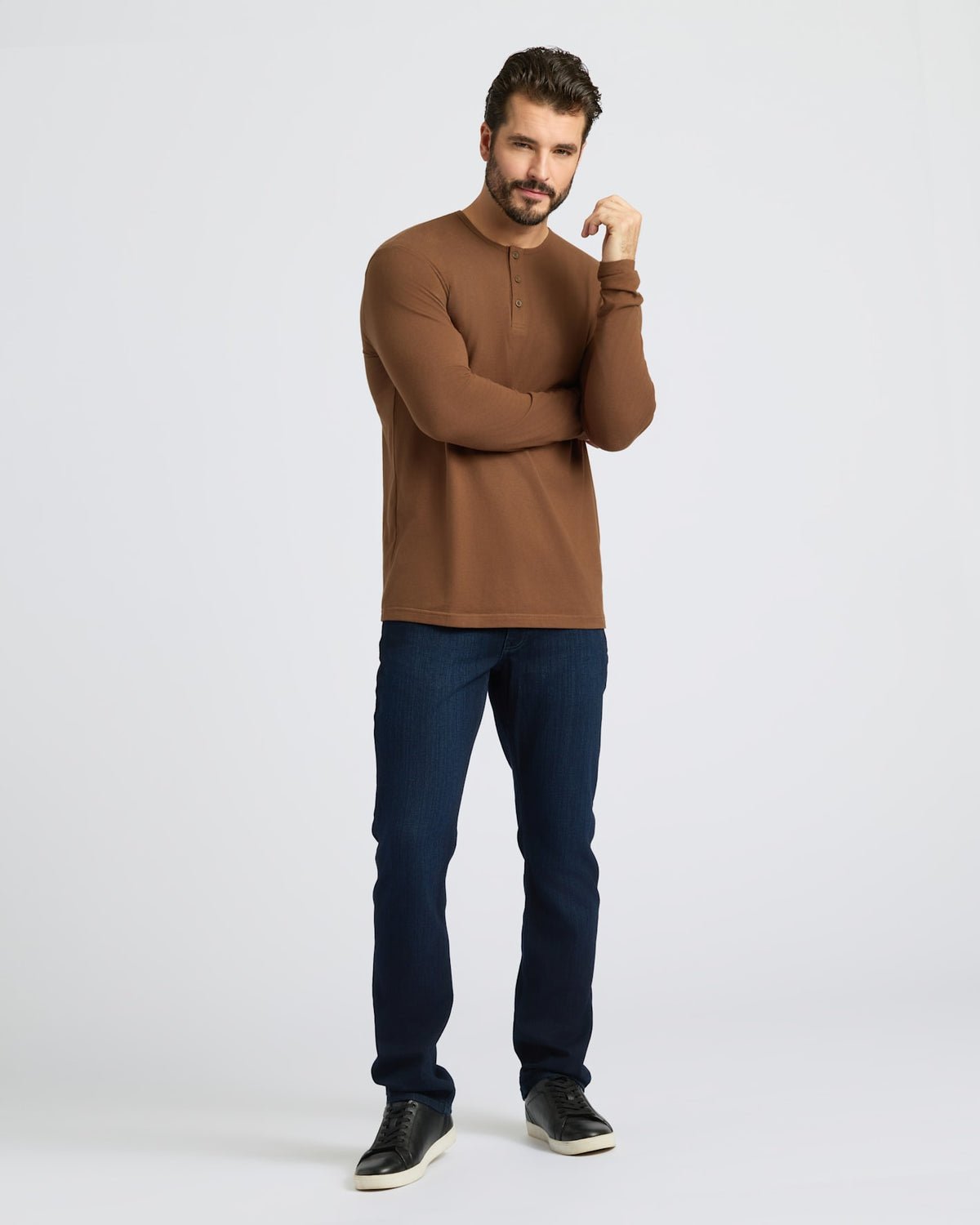 Lot de 3 henleys manches longues – Sépia, Baie cendrée, Acier