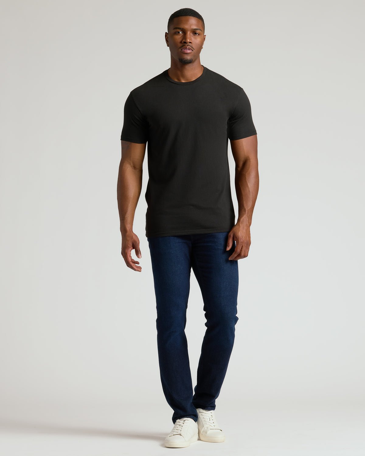 Lot de 3 T-shirts col rond Classiques coupe longue – Noir, Carbone, Blanc
