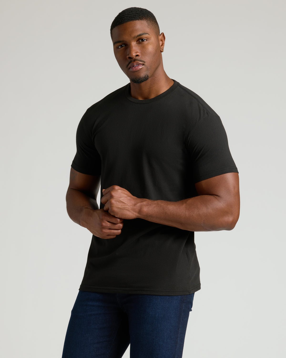 Lot de 3 T-shirts col rond Classiques coupe longue – Noir, Carbone, Blanc