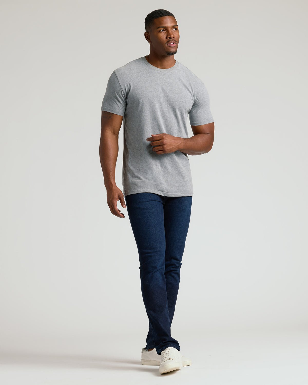 Lot de 3 T-shirts col rond Classiques coupe longue – Marine, Vert militaire, Gris chiné