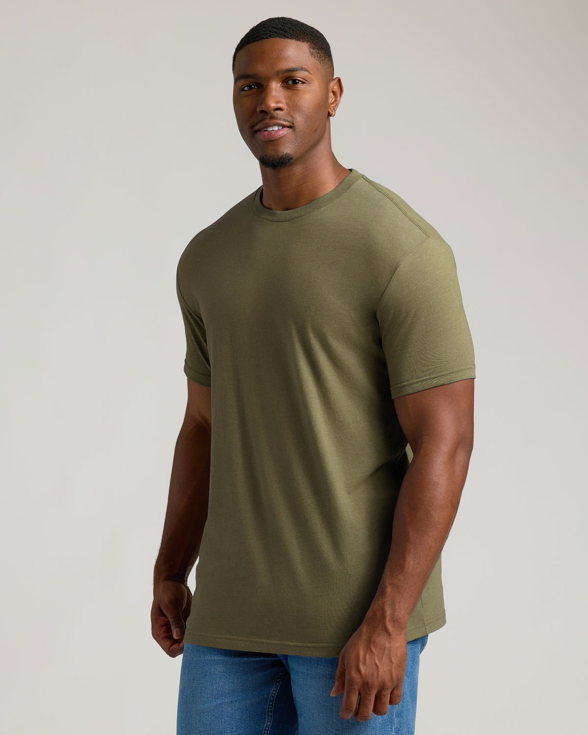 Lot de 3 T-shirts col rond Classiques coupe longue – Marine, Vert militaire, Gris chiné
