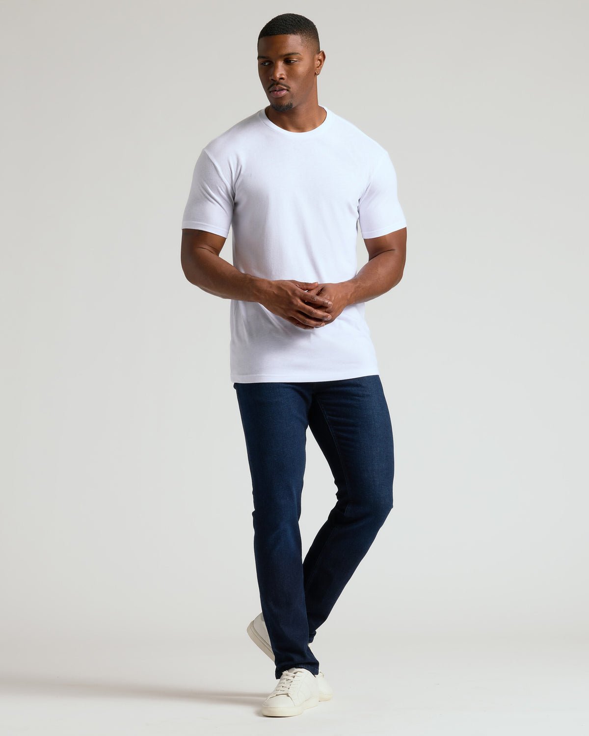 Lot de 3 T-shirts col rond Classiques coupe longue – Noir, Carbone, Blanc