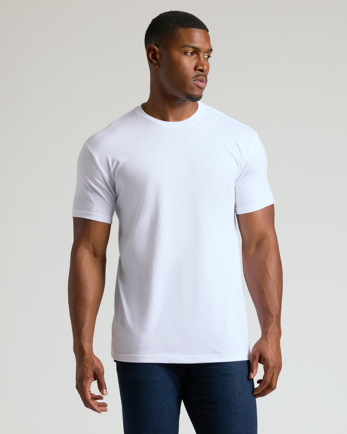 Lot de 3 T-shirts col rond Classiques coupe longue – Noir, Carbone, Blanc