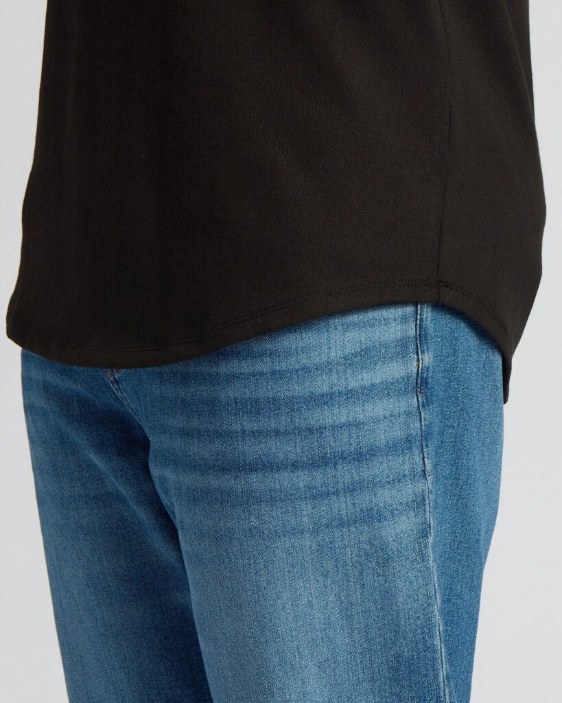 Lot de 3 T-shirts épais ourlet arrondi coupe longue – Noir