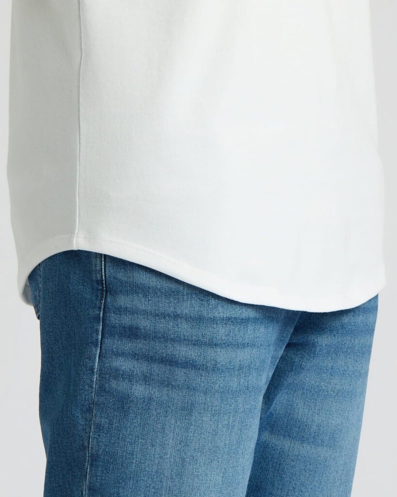 Lot de 3 T-shirts épais ourlet arrondi coupe longue – Blanc