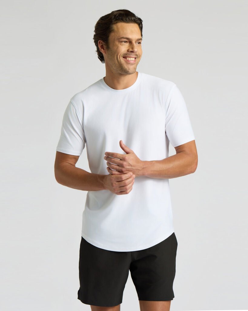 Lot de 3 T-shirts Active ourlet arrondi – Blanc
