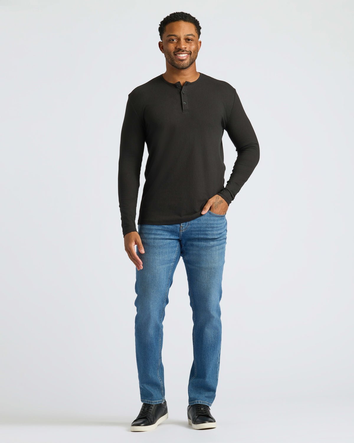 Lot de 3 henleys manches longues – Noir